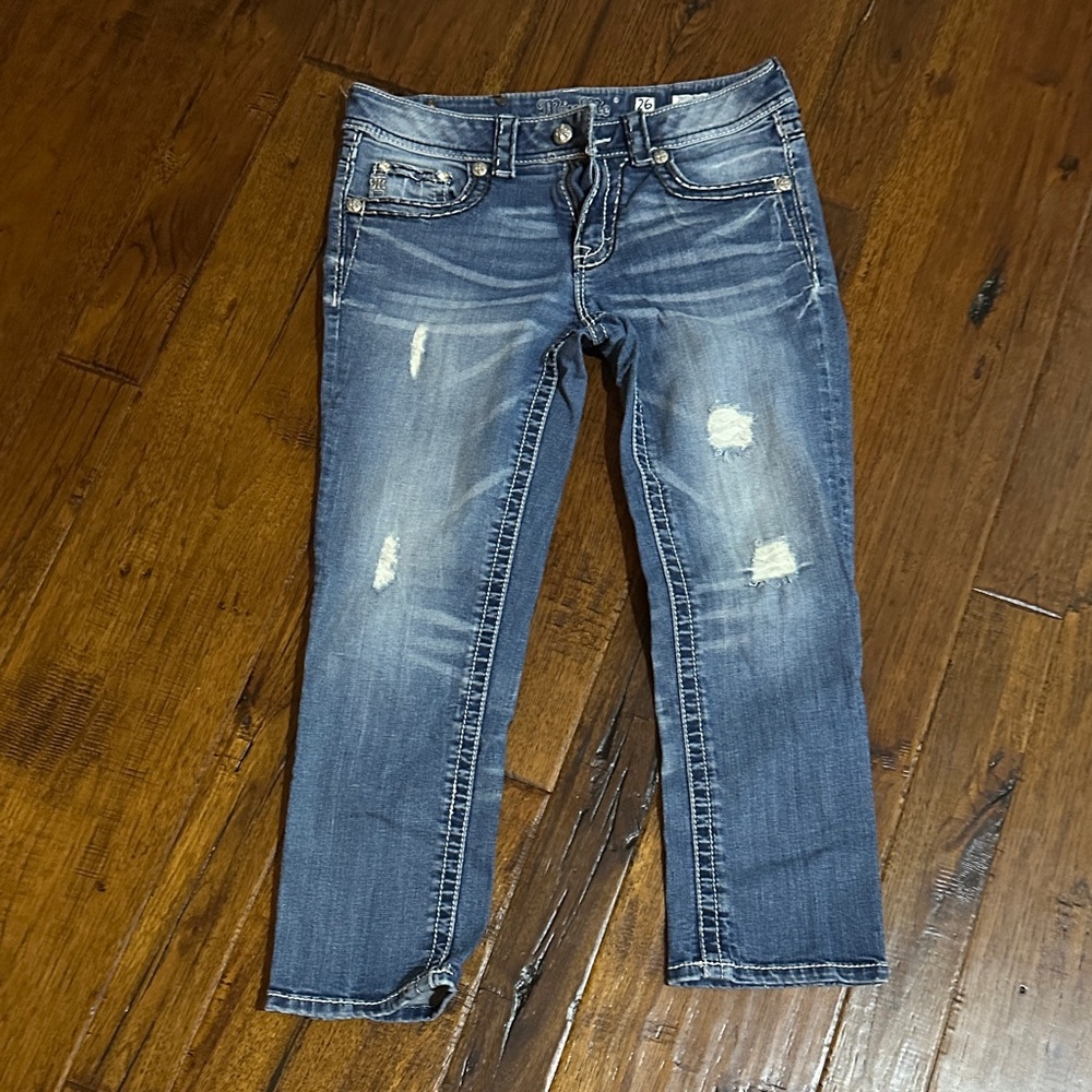 Miss Me Blue Distressed Ankle Jeans